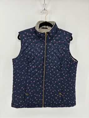 Laura Scott Sears Soft Gray Faux Fur Floral Vest